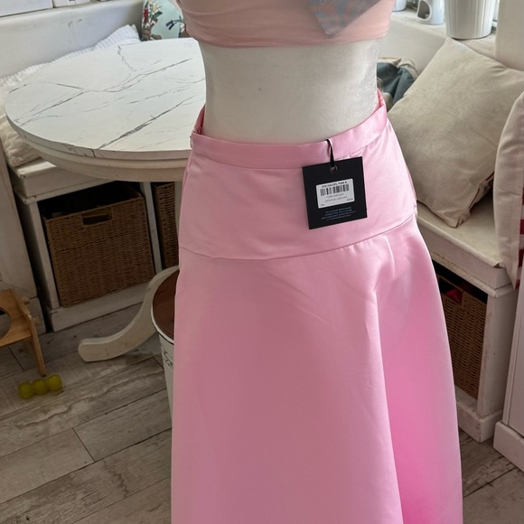 Brand New Cynthia Rowley High-Low Light Pink Satin Maxi Skirt -BNWT - Picture 6 of 9